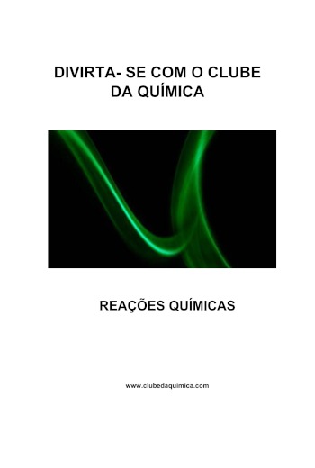Capa revista Divirta-se com o clube da Química - reações orgânicas