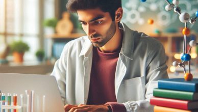 Um aluno de química usando IA