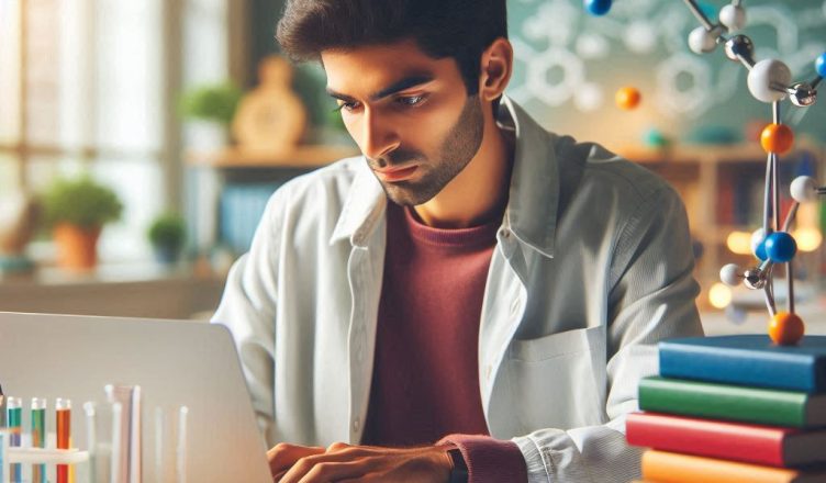 Um aluno de química usando IA