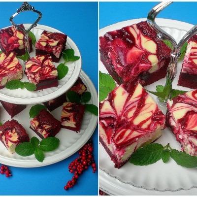 Red Velvet Cheese-Marbled Brownies