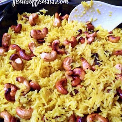 Turmeric Rice with Cashews and Raisins