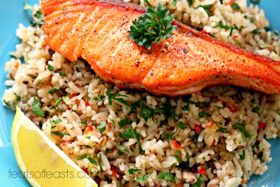 rice and salmon