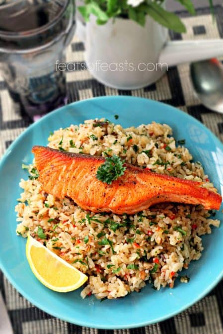rice and salmon