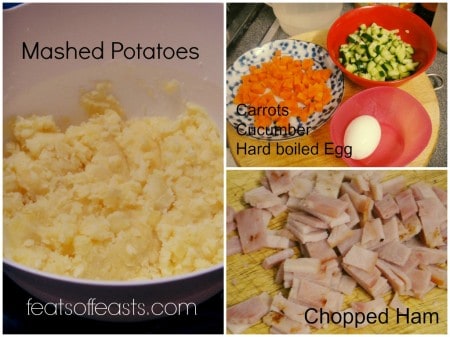 japanese potato salad collage