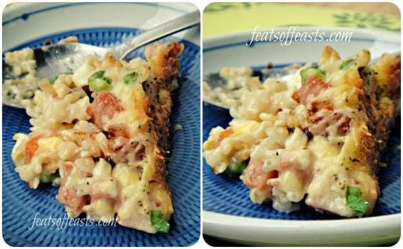 baked rice on dish Collage