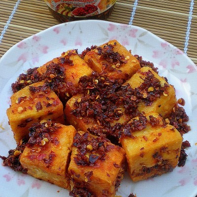 Crispy Tofu with Crispy Prawn Chilli (Sambal Udang Bercili)