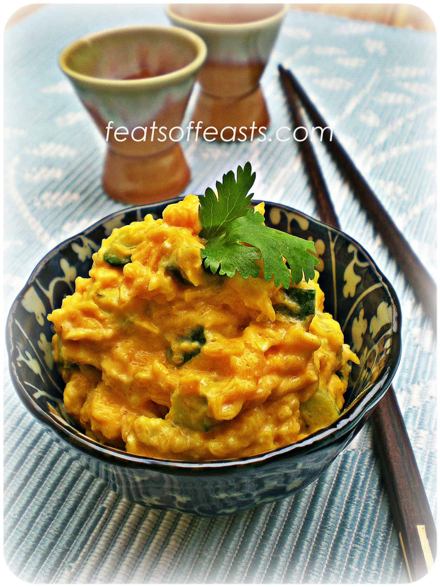 Mashed Pumpkin with Cucumber and Egg