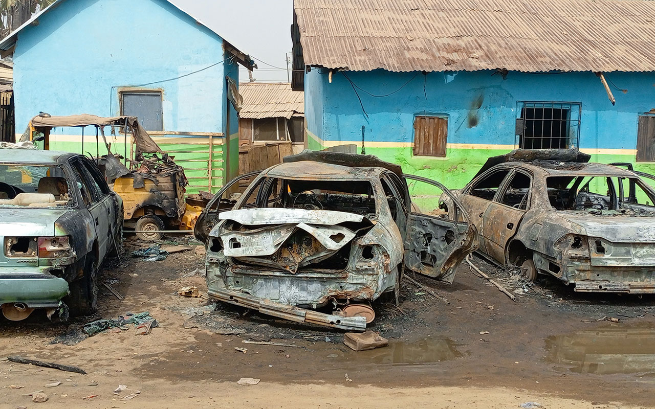 POLICE BURNT VEHICHLES