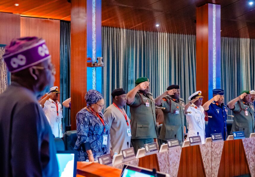 TINUBU MEETS SERVICE CHIEFS